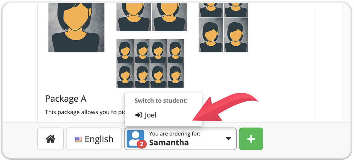 Step Four: Voila! The parent can now easily switch between the two shopping carts of their children. Shopping for multiple subjects has never been easier.